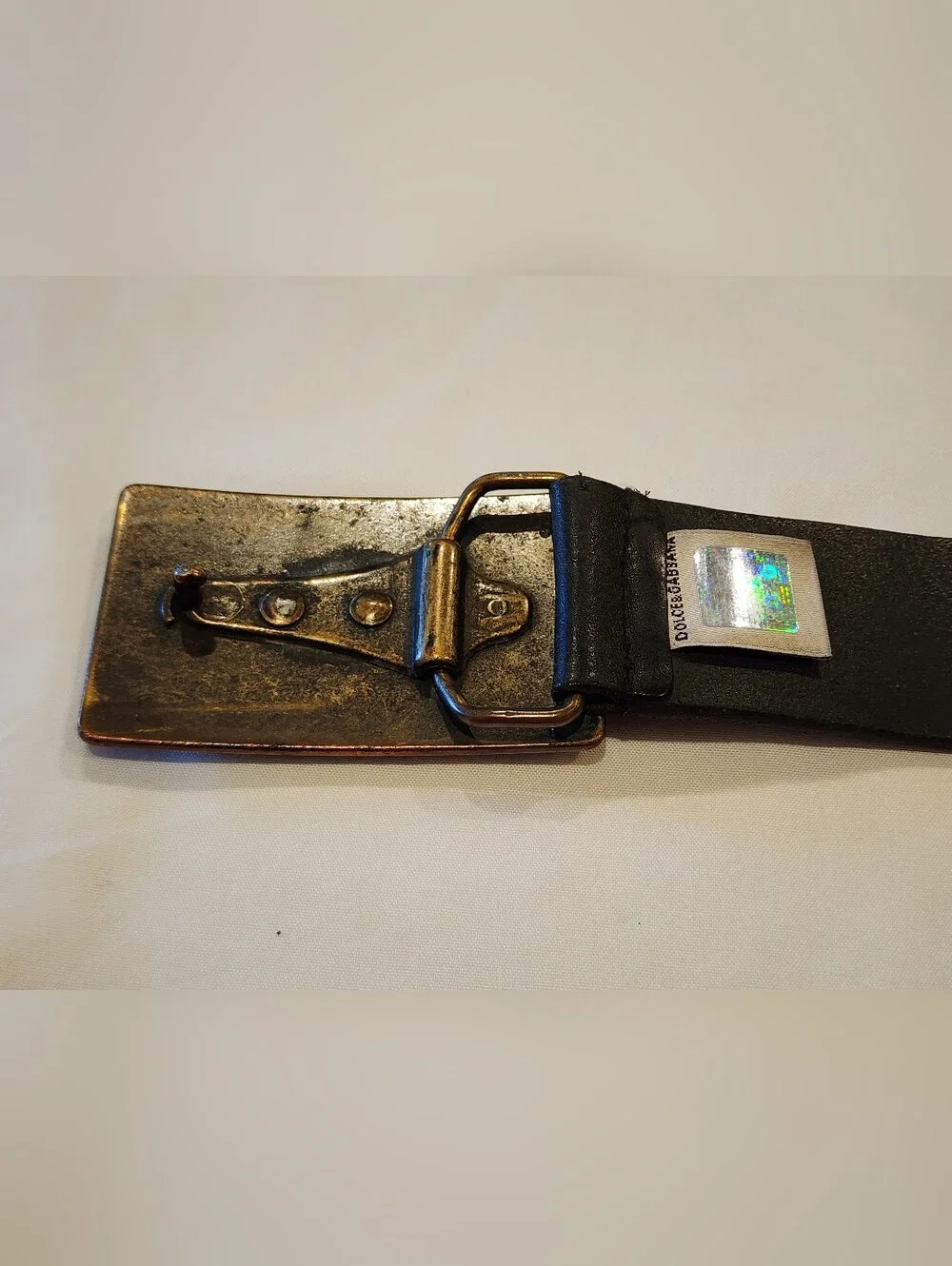 Dolce & Gabbana D&G Black Leather Belt with Brass Buckle